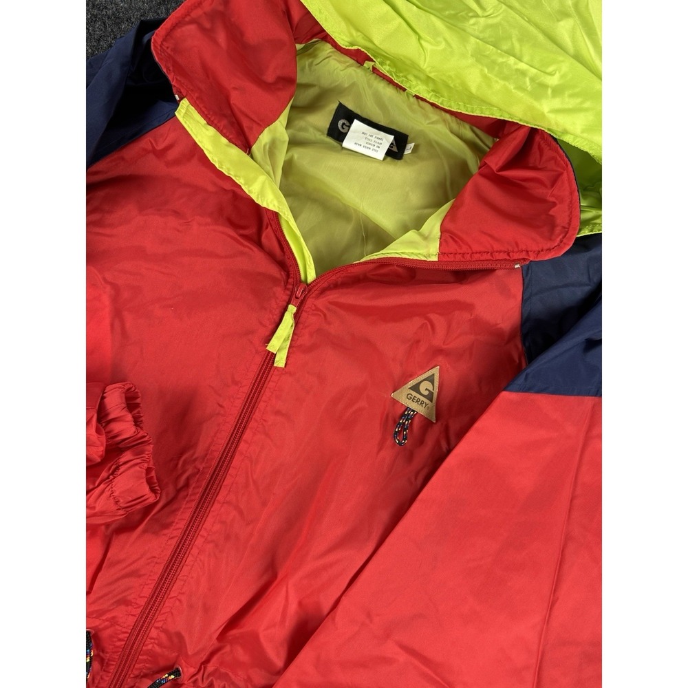 Vintage Gerry Jacket Mens Large Colorblock Hooded Windbreaker 90s